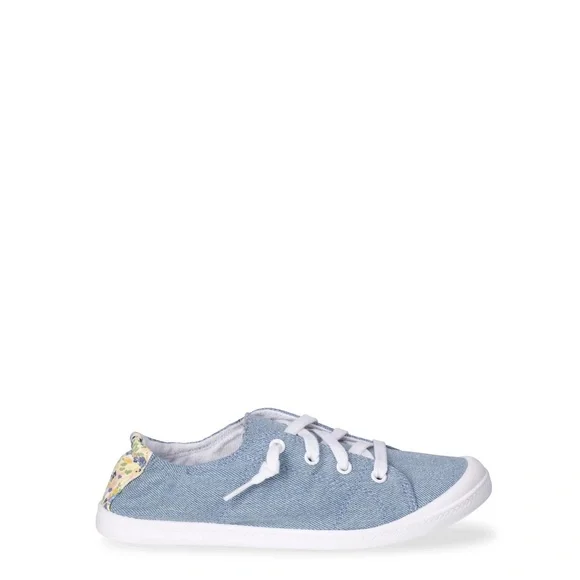 MEDIUM WIDTH Time and Tru Women's Scrunch Back Slip-On Sneaker - LIGHT BLUE - Picture 3 of 5